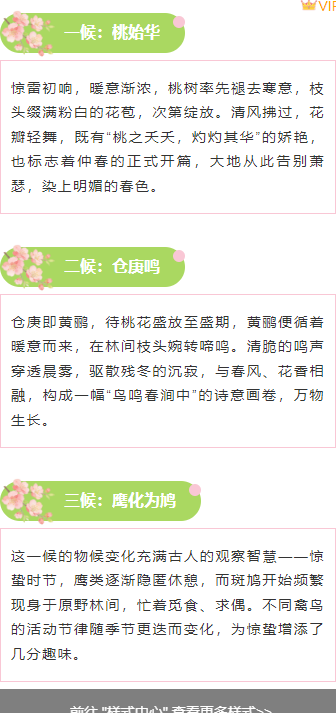 样式ID：169697 惊蛰节气段落正文清新绿色样式