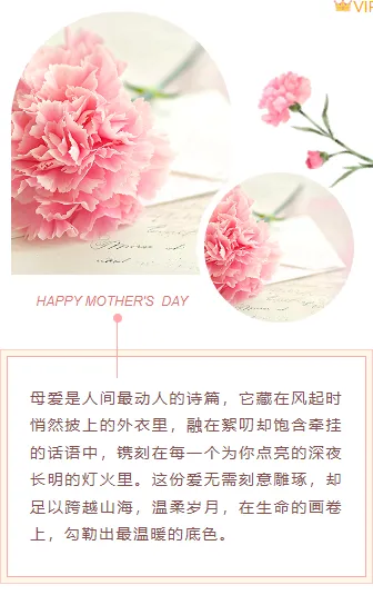 样式ID：158970 母亲节上下图文简约文艺黄色粉色样式