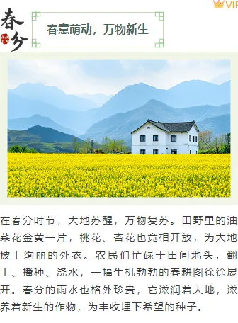 2026春分公众号排版指南:9款爆款样式+5套精选模板,一键搞定节气推文 7 样式ID:157037 春分节气上下图文简约绿色样式