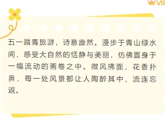 2026五一假期安全指南公众号排版素材大全|样式模板一网打尽 8 样式ID:141810 五一旅游底色内容卡通黄色样式