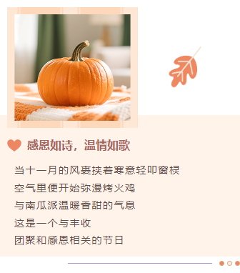 样式ID：166525 感恩节上下图文橙色方格样式