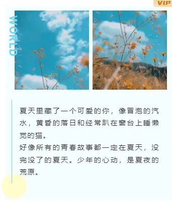 2026暑假旅游公众号排版素材库|免费获取高转化样式 10 样式ID:105305 夏日暑假简约通用渐变双图上下图文