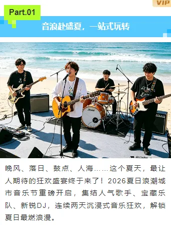 防暑降温推文排版不用愁|2026公众号样式素材推荐 10 样式ID:175621 夏日音乐节上下图文像素风蓝色样式