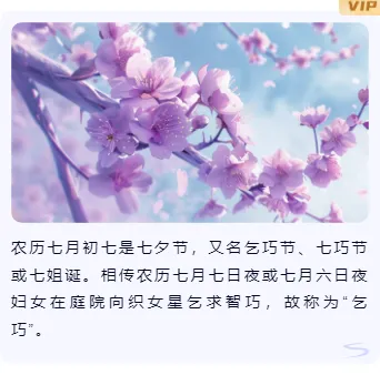 还在为七夕公众号排版发愁?2026这些样式与模板让推文惊艳全场 12 样式ID:146443 七夕节上下图文简约紫色样式